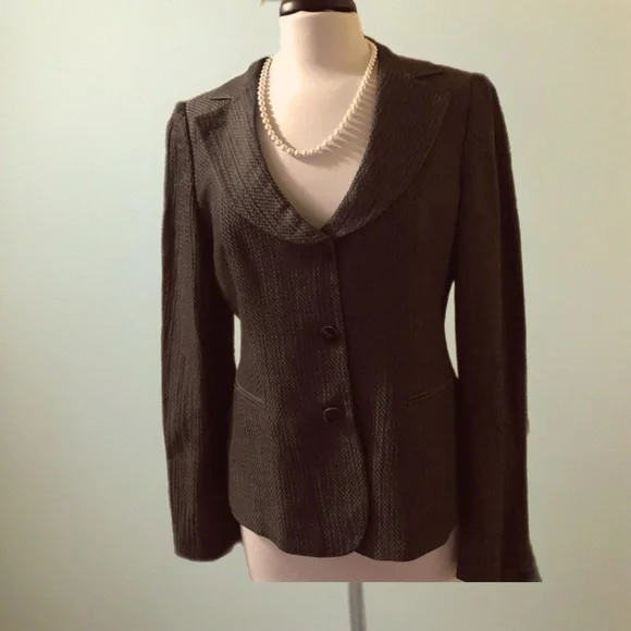 Armani Collezioni Brown basketweave Blazer. Made in Italy. Sz 8. - Picture 10 of 12